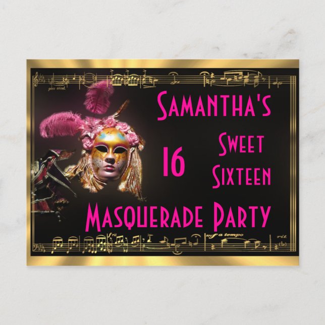 Masquerade sweet sixteen invitation (Front)
