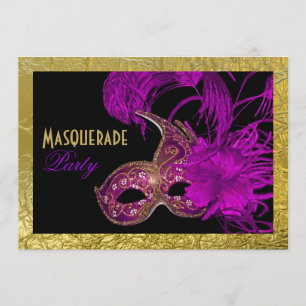 Masquerade Sweet Sixteen party purple gold foil Invitation
