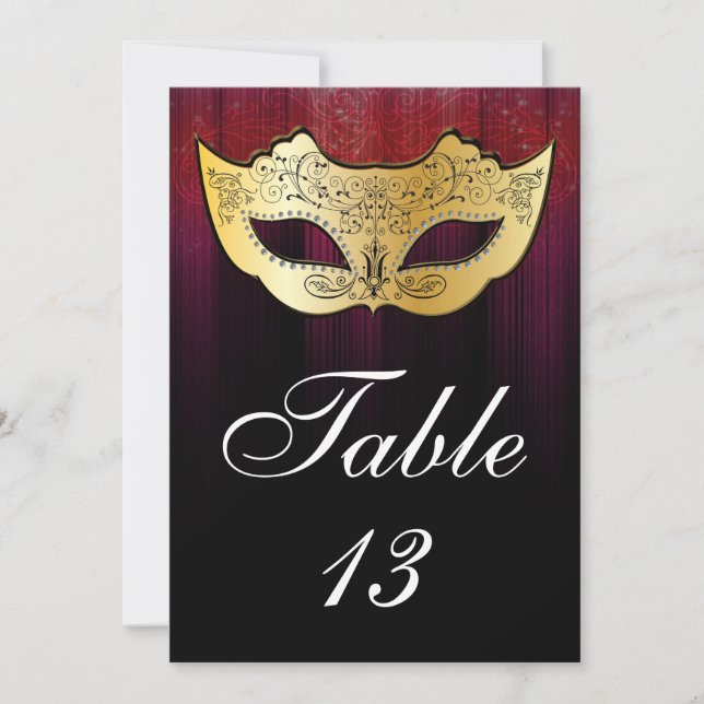 Masquerade Table Number Card (Front)