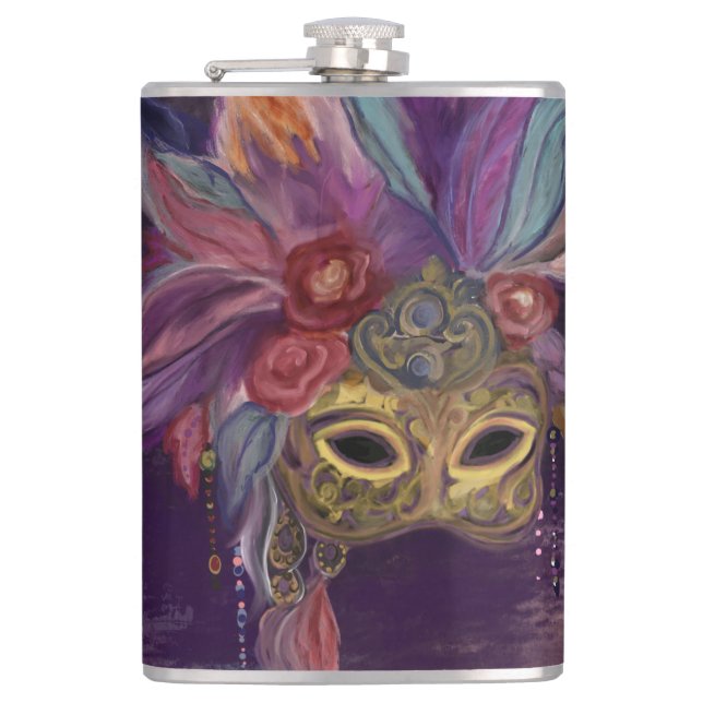 MASQUERADE VENICE  ART      HIP FLASK (Front)