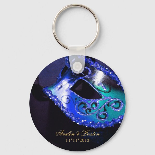 Masquerade Wedding Favour Blue Keychain (Front)