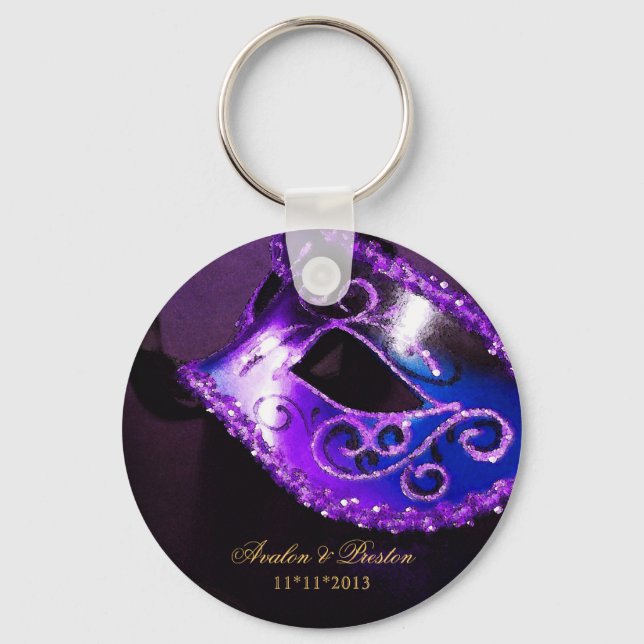 Masquerade Wedding Favour Purple Keychain (Front)