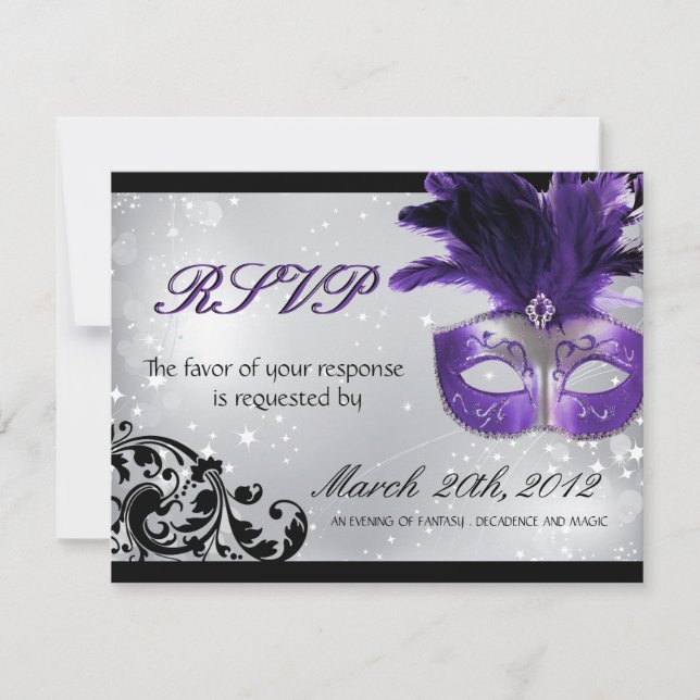 Masquerade Wedding RSVP Cards (Front)