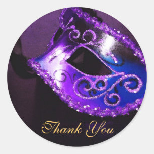 Masqurade Mask Purple Thank You Sticker
