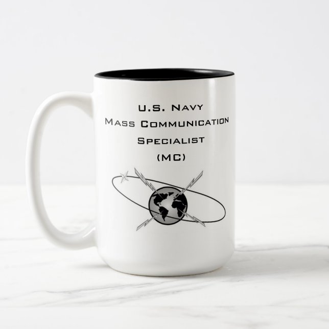 Mass Communication Specialist Two-Tone Mug, 15 oz Coffee Mug (Left)