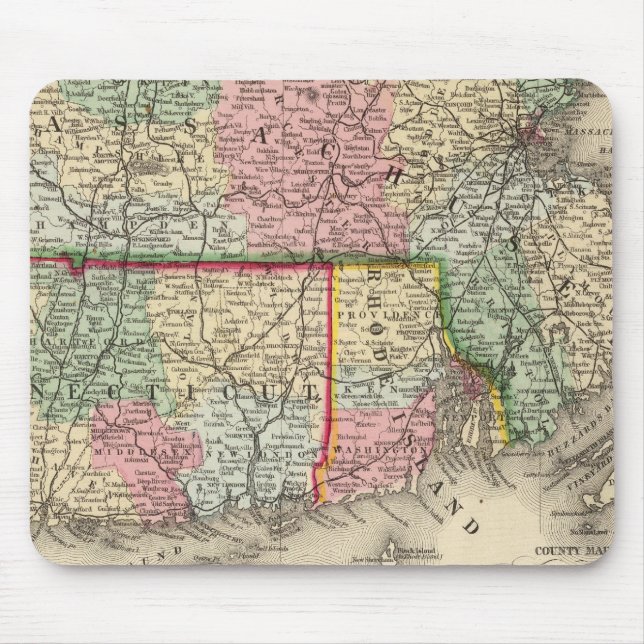 Mass, Conn, RI Map by Mitchell Mouse Pad (Front)