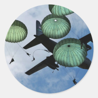 Mass Jump Mission, Parachutes, U.S. Army Classic Round Sticker