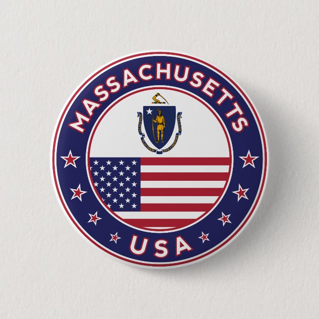Massachusetts 6 Cm Round Badge (Front)