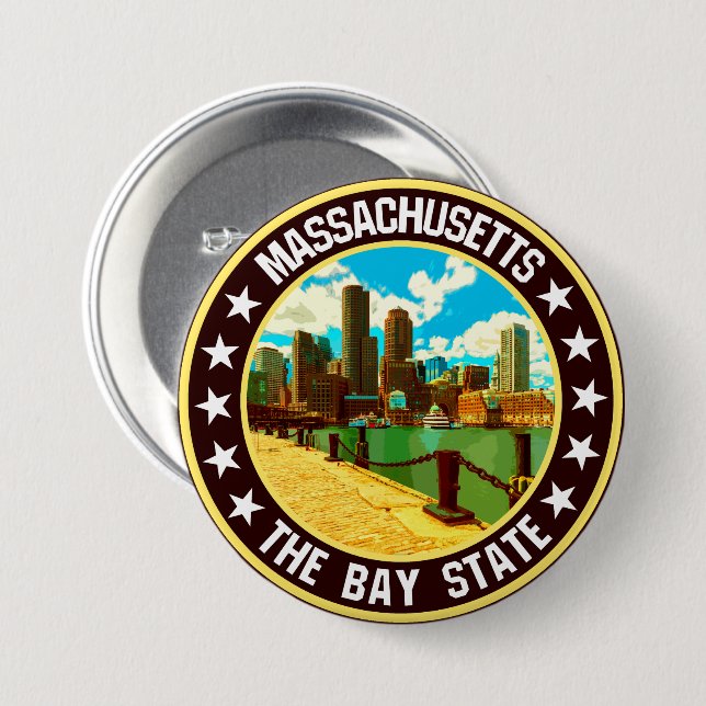 Massachusetts                                      7.5 cm round badge (Front & Back)