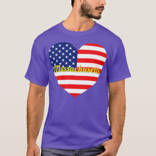 Massachusetts American Flag Heart  T-Shirt