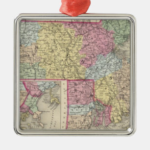 Massachusetts And Rhode Island 2 Metal Ornament