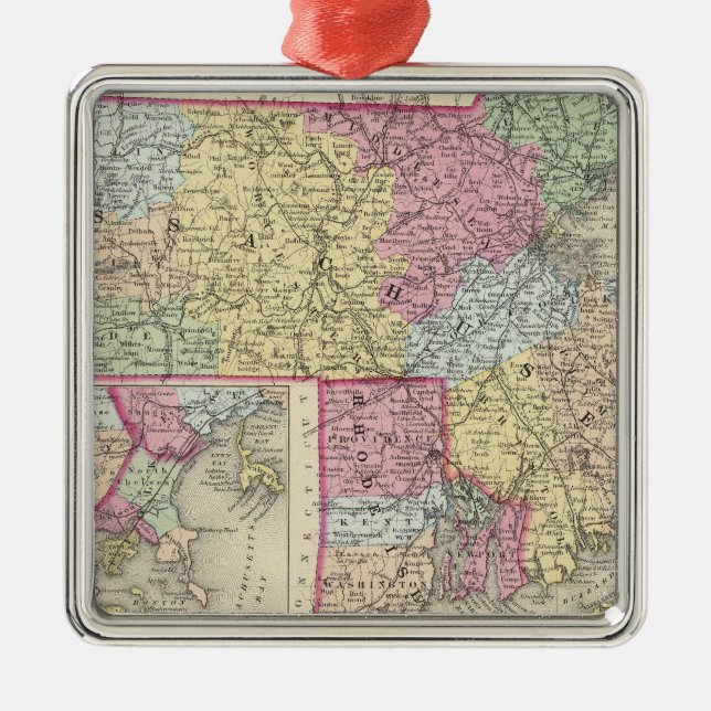 Massachusetts And Rhode Island 2 Metal Ornament (Front)