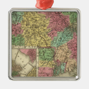 Massachusetts And Rhode Island Metal Tree Decoration