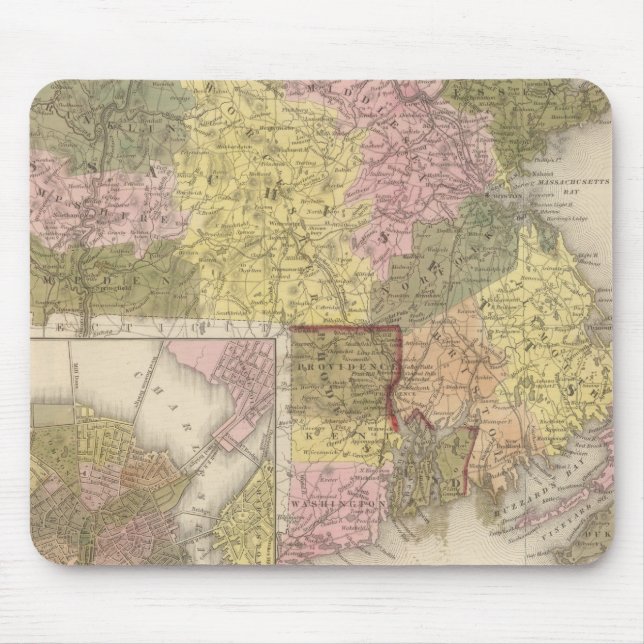 Massachusetts And Rhode Island Mouse Pad (Front)