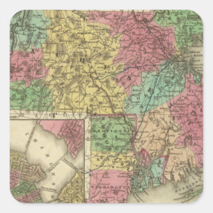 Massachusetts And Rhode Island Square Sticker