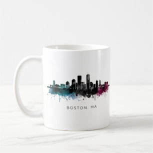 Massachusetts Art Boston MA Skyline Watercolor Coffee Mug
