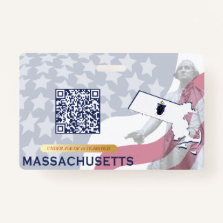 MASSACHUSETTS - Child ID - USA Flag Background ID Badge