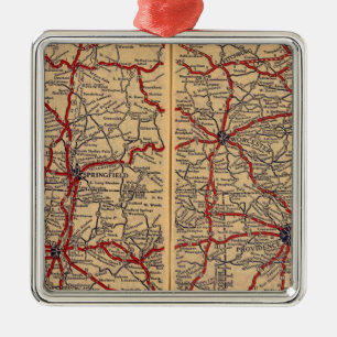 Massachusetts, Connecticut, Rhod Island Metal Ornament