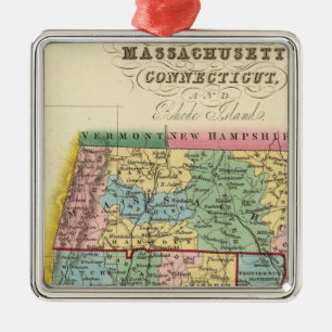 Massachusetts, Connecticut, Rhode Island Metal Tree Decoration