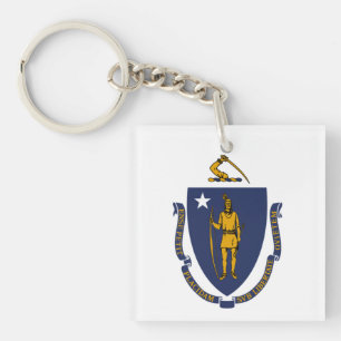 Massachusetts flag key ring