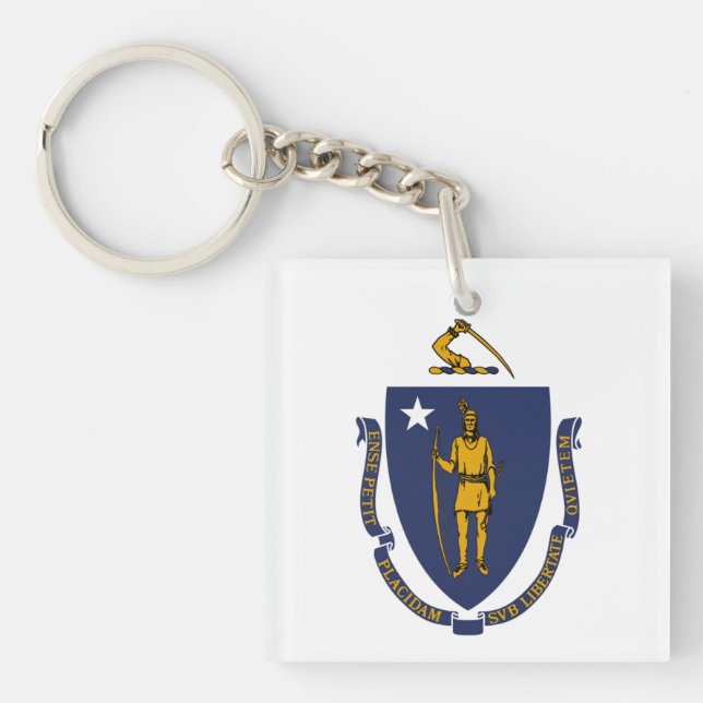 Massachusetts flag key ring (Front)
