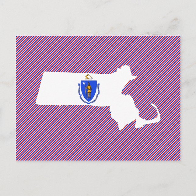 Massachusetts Flag Map Postcard (Front)