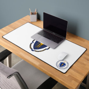 Massachusetts flag-Seal Desk Mat