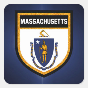 Massachusetts Flag Square Sticker