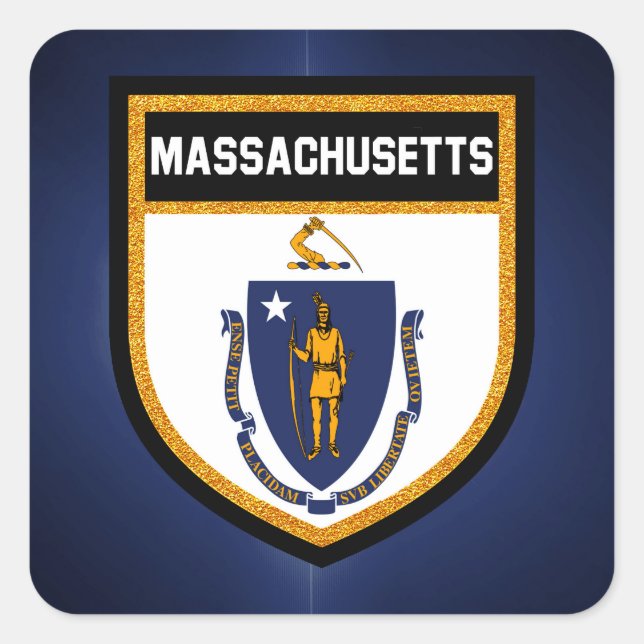 Massachusetts Flag Square Sticker (Front)