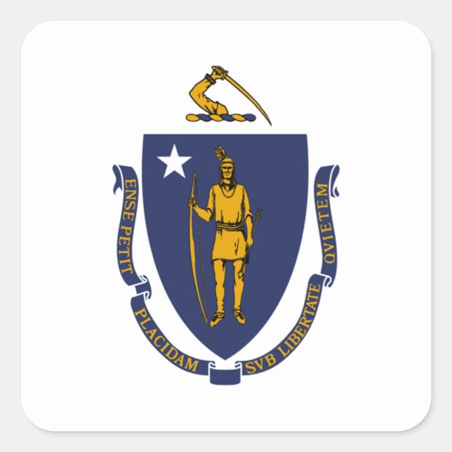 Massachusetts flag square sticker (Front)