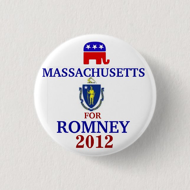 Massachusetts  for Romney 2012 3 Cm Round Badge (Front)