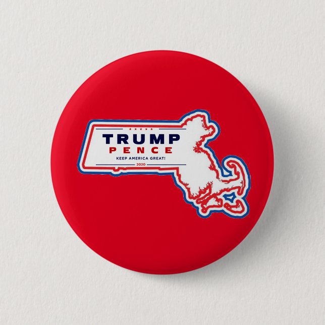 Massachusetts for Trump Pence 2020 6 Cm Round Badge (Front)