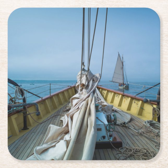 Massachusetts, Gloucester, Schooner Festival 3 Square Paper Coaster (Front)
