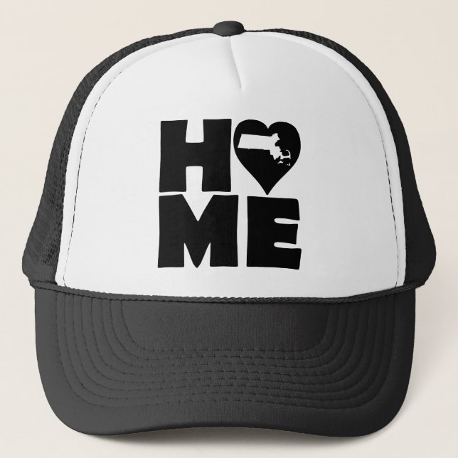 Massachusetts Home Heart State Ball Cap Hat (Front)