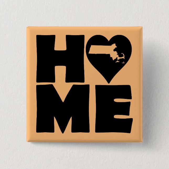 Massachusetts Home Heart State Button Badge Pin (Front)