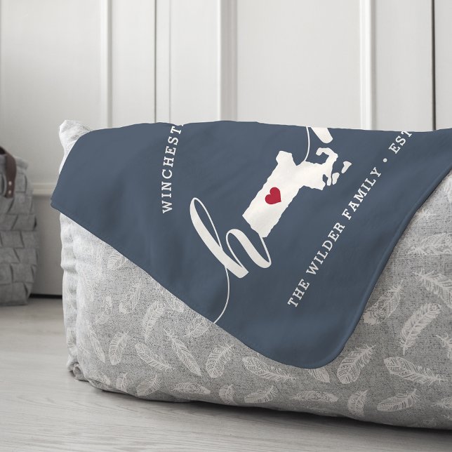 Massachusetts Home State Personalised Sherpa Blanket (Creator Uploaded)