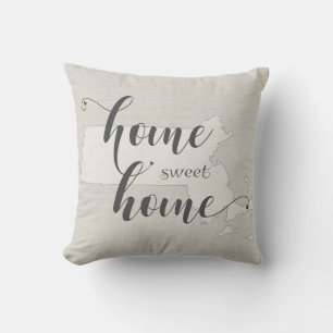 Massachusetts - Home Sweet Home burlap-look Cushion