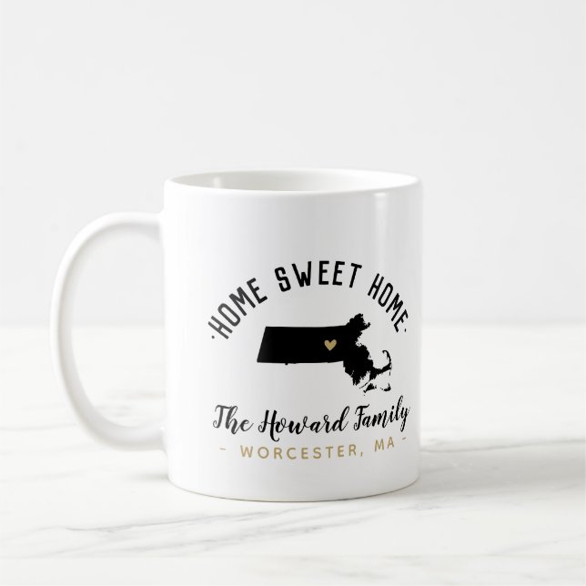 Massachusetts Home Sweet Home Family Monogram Mug (Left)