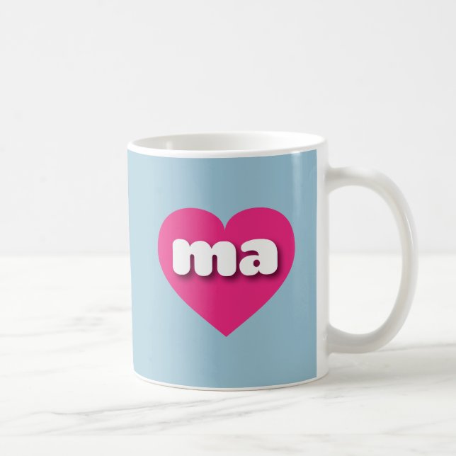 Massachusetts hot pink heart - I love ma Coffee Mug (Right)