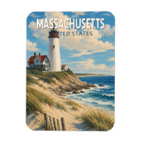 Massachusetts Illustration Travel Art Vintage
