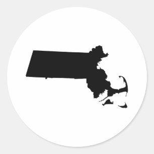 Massachusetts in Black Classic Round Sticker