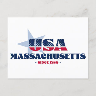 Massachusetts in Red, White, and Blue Postcard
