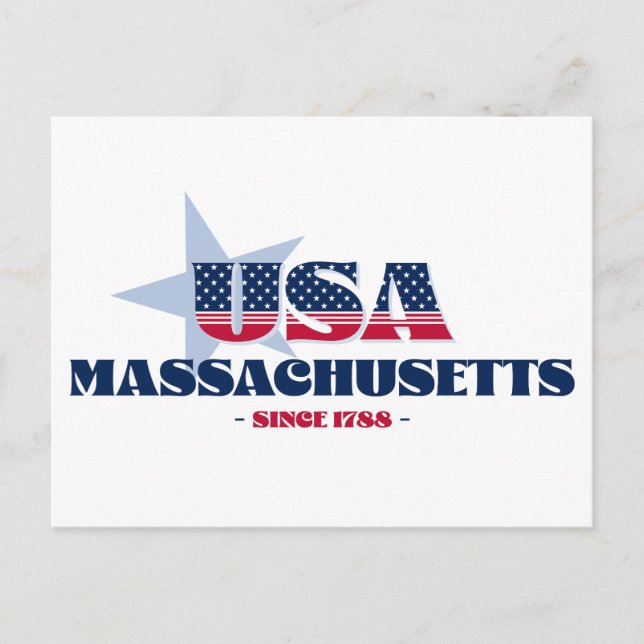 Massachusetts in Red, White, and Blue Postcard (Front)