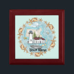 Massachusetts  Lighthouse Gift Box<br><div class="desc">Shells Massachusetts Lighthouse gift box by ArtMuvz Illustration. Matching Lighthouse t-shirts, Lighthouse gifts. Lighthouse t-shirt, christmas and birthday gifts, lighthouse collector apparel. Lighthouse gifts are a great way to show someone you care, especially if they love the ocean, the coast, or lighthouses themselves. Lighthouses are iconic symbols of hope, guidance,...</div>