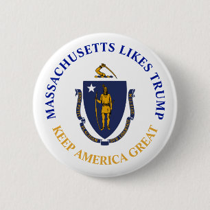 Massachusetts Likes Trump 6 Cm Round Badge