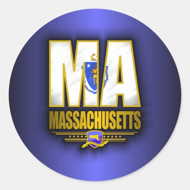 Massachusetts (MA) Classic Round Sticker (Front)