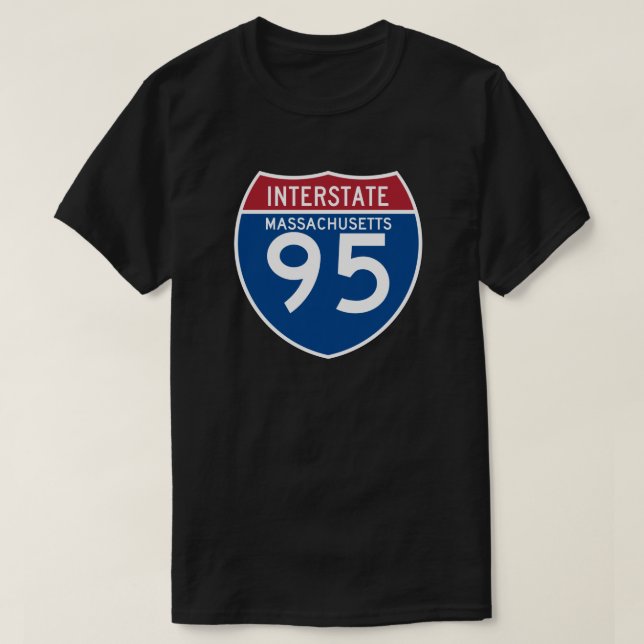 Massachusetts MA I-95 Interstate Highway Shield - T-Shirt (Design Front)