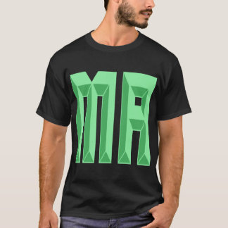 Massachusetts MA Initial Text T-Shirt