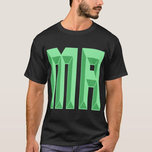 Massachusetts MA Initial Text T-Shirt (Front)