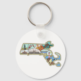 Massachusetts Map Boston Cape Cod Salem Souvenir Key Ring